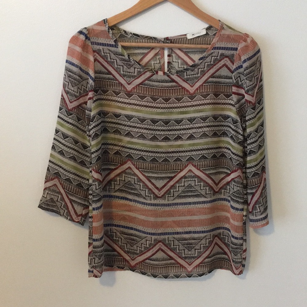 Everly Size Small Sheer Multi Colored Top